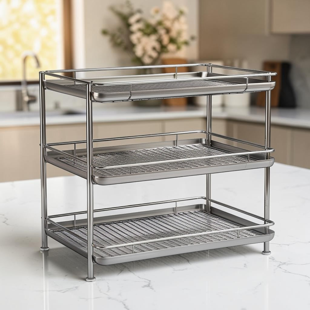 Dind Stainless Steel Countertop Kitchen Organizer - Multi-Tier Dish and Spice Rack