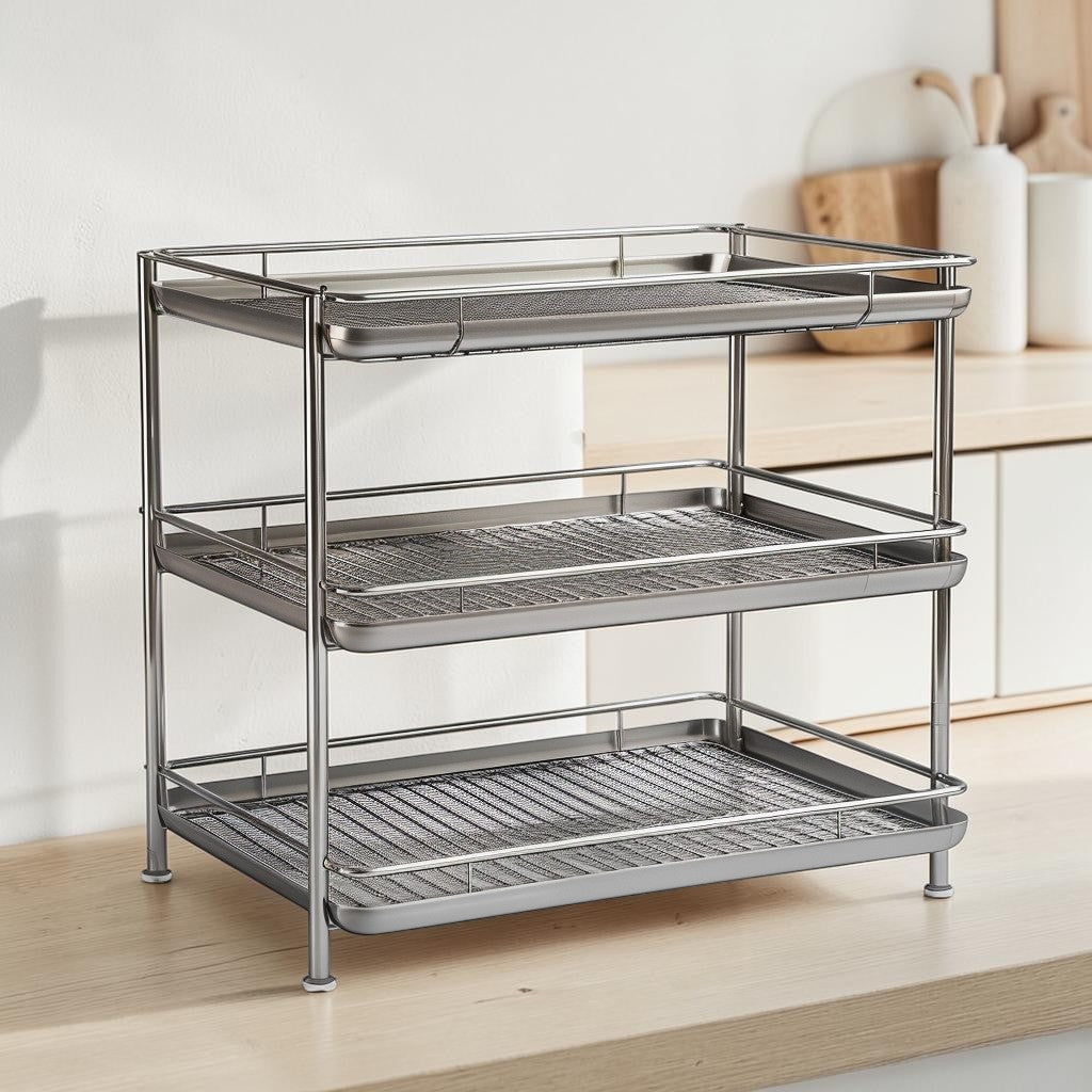 Dind Stainless Steel Countertop Kitchen Organizer - Multi-Tier Dish and Spice Rack